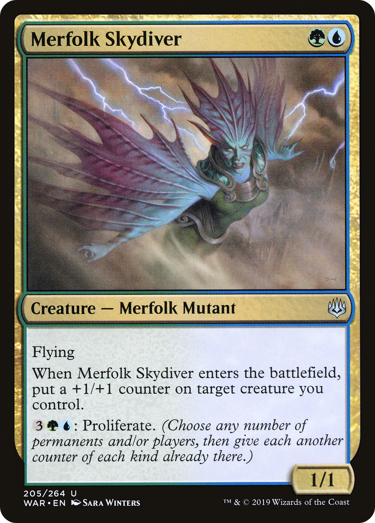 Merfolk Skydiver (205) Foil - War of the Spark