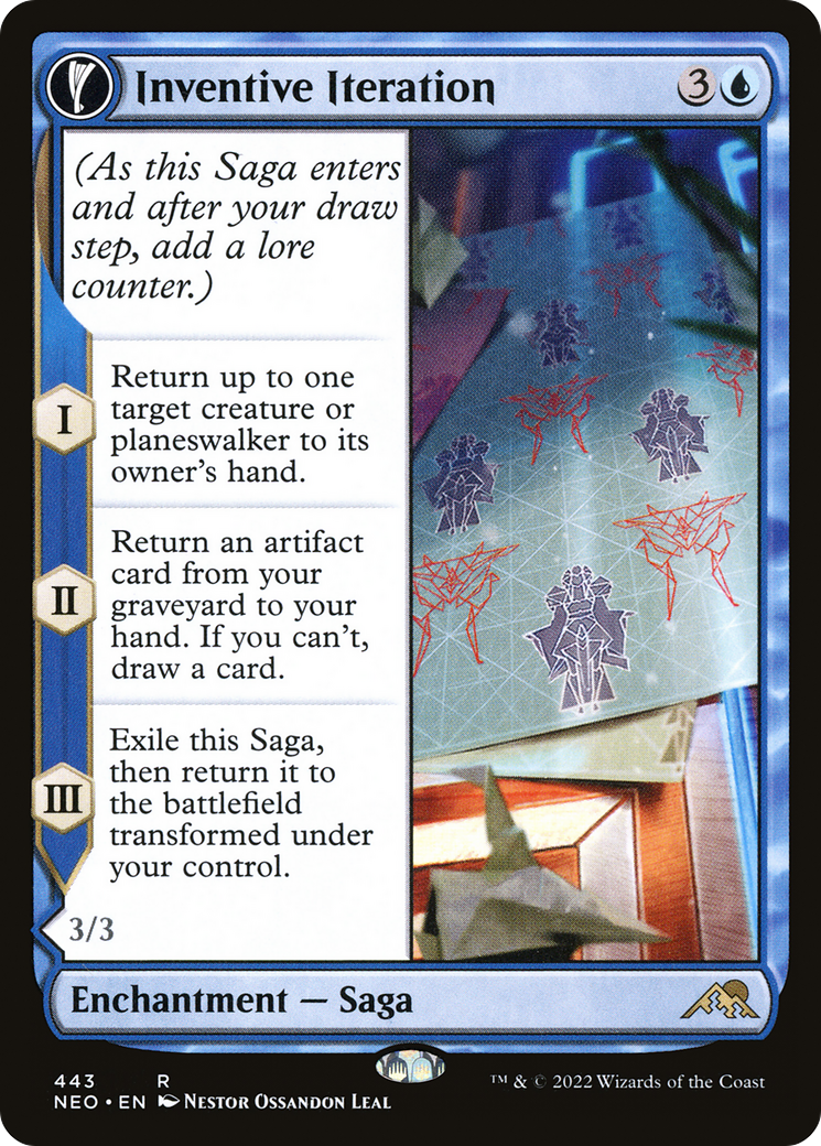 Inventive Iteration // Living Breakthrough (Extended Art) (443) Foil - Kamigawa: Neon Dynasty
