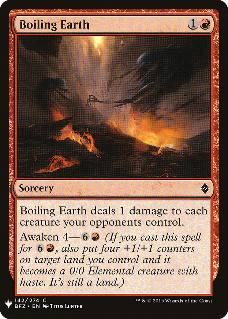 Boiling Earth (BFZ-142) - The List