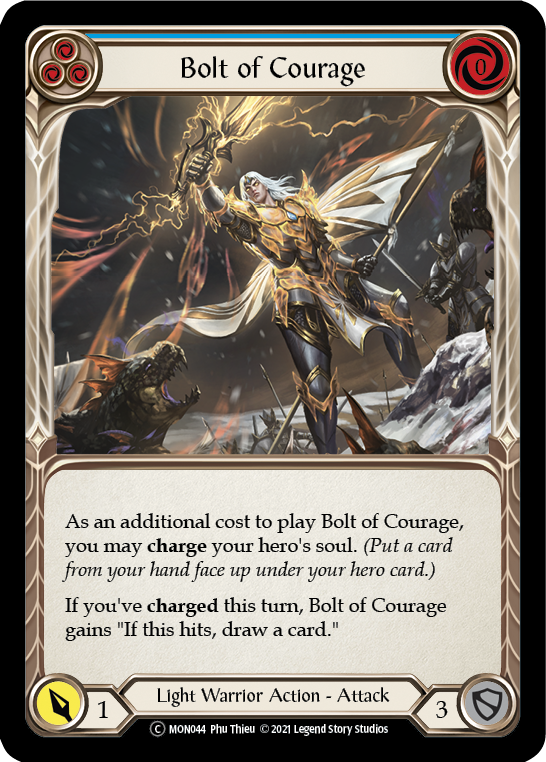 Bolt of Courage (Blue) [U-MON044-RF] (Monarch Unlimited)  Unlimited Rainbow Foil | Silver Goblin