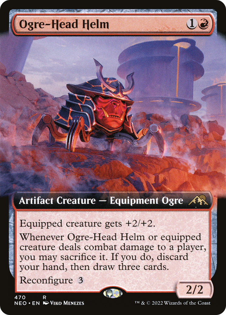 Ogre-Head Helm (Extended Art) (470) Foil - Kamigawa: Neon Dynasty