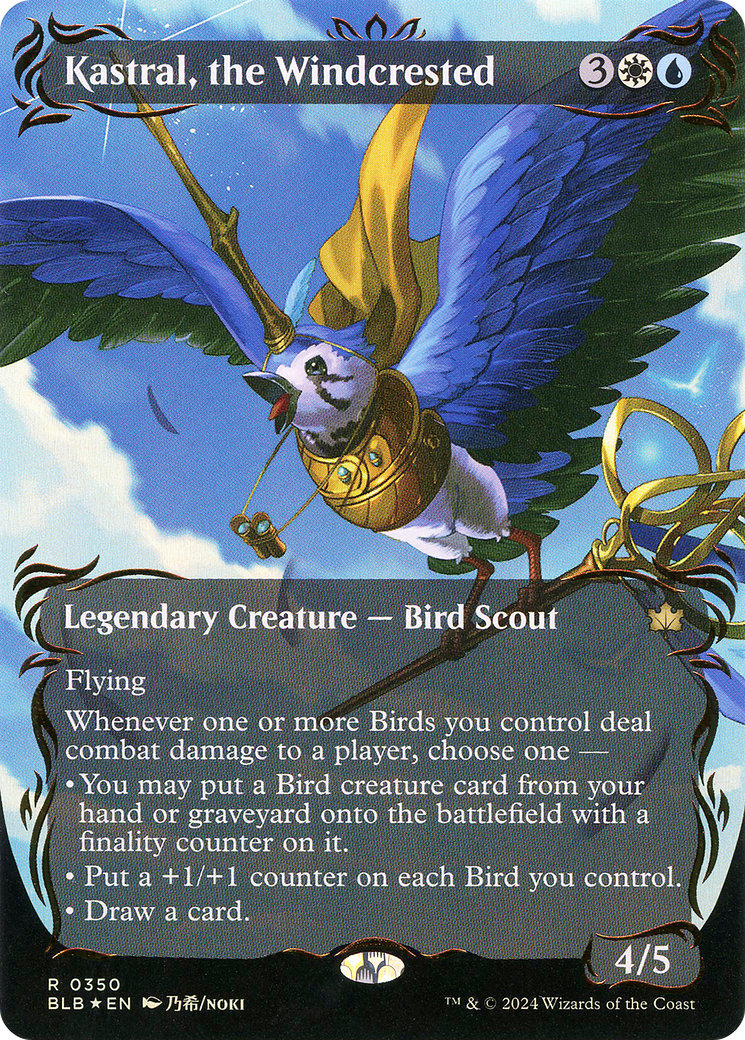 Kastral, the Windcrested (Borderless) (Raised Foil) [Bloomburrow] | Silver Goblin