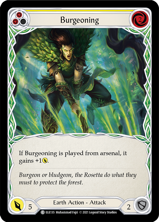 Burgeoning (Yellow) [ELE135] (Tales of Aria)  1st Edition Rainbow Foil | Silver Goblin