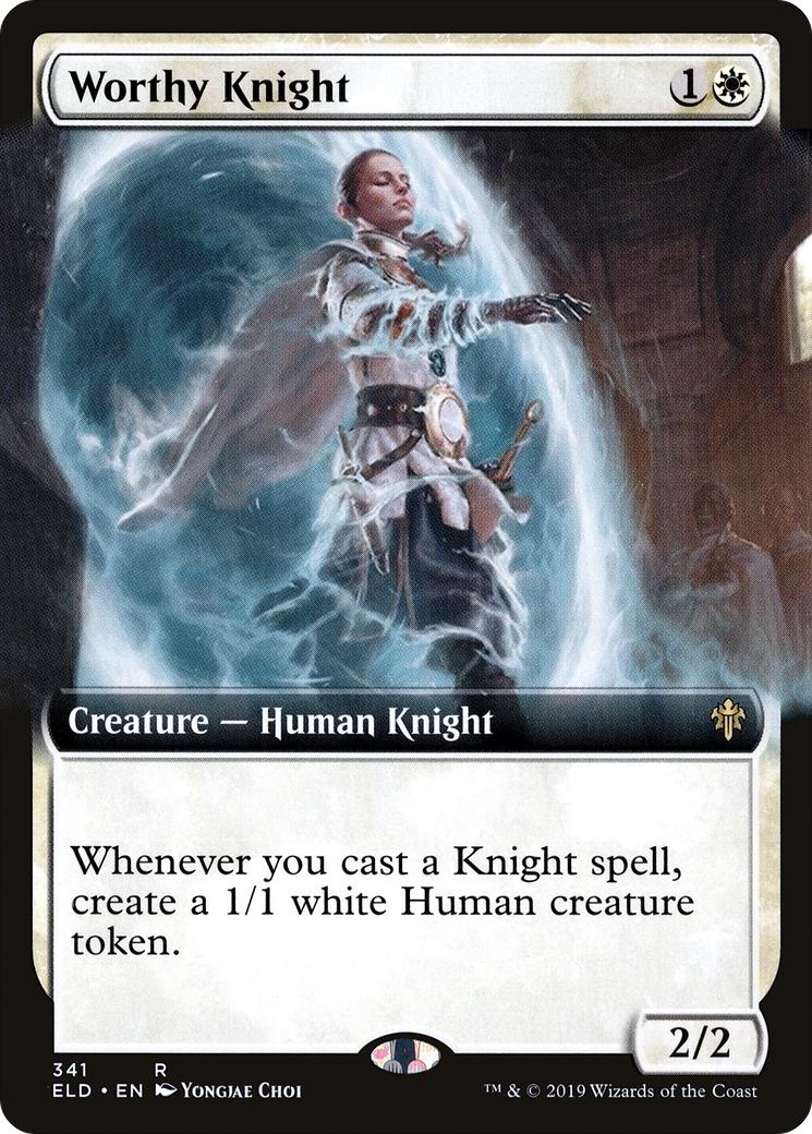 Worthy Knight (Extended Art) (341) - Throne of Eldraine