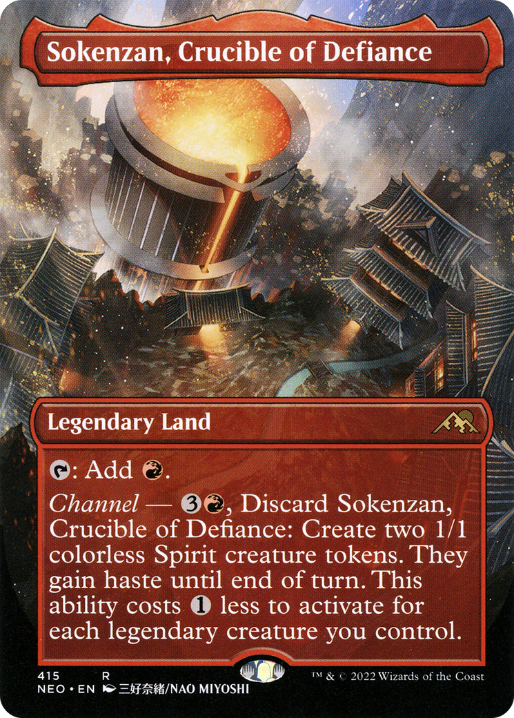 Sokenzan, Crucible of Defiance (Borderless Alternate Art) [Kamigawa: Neon Dynasty]