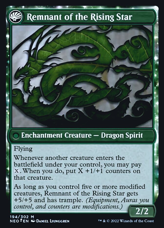 Jugan Defends the Temple // Remnant of the Rising Star (194s) Foil - Kamigawa: Neon Dynasty Promos