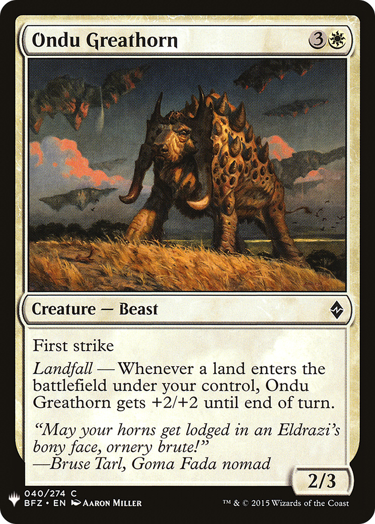 Ondu Greathorn (BFZ-40) - The List