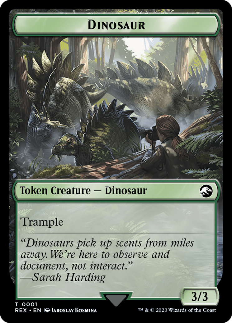Treasure (0018) // Dinosaur (0001) Double-Sided Token [The Lost Caverns of Ixalan Tokens] | Silver Goblin
