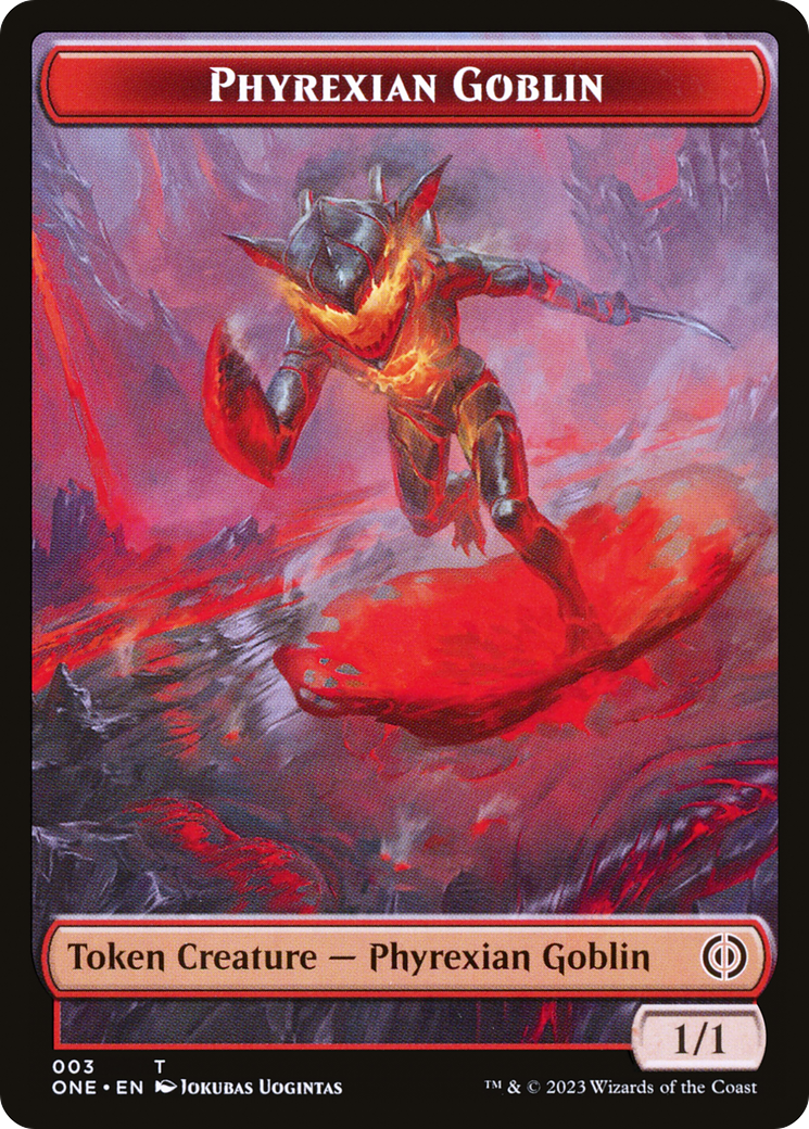 Phyrexian Goblin // The Hollow Sentinel Double-Sided Token [Phyrexia: All Will Be One Tokens] | Silver Goblin