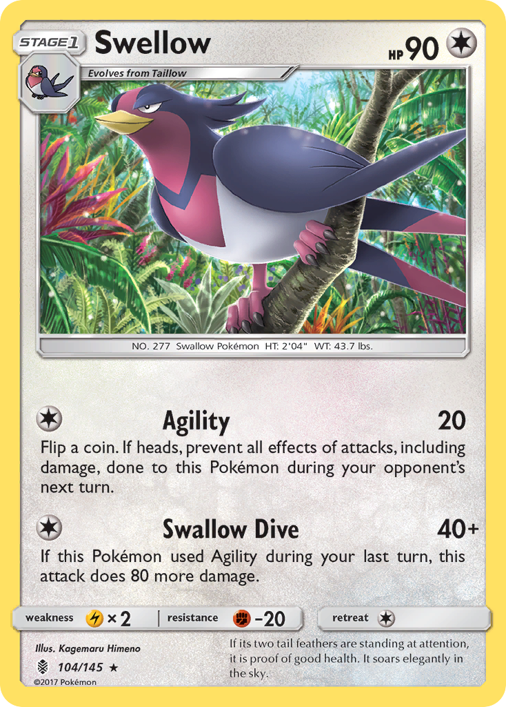 Swellow (104/145) [Sun & Moon: Guardians Rising] | Silver Goblin