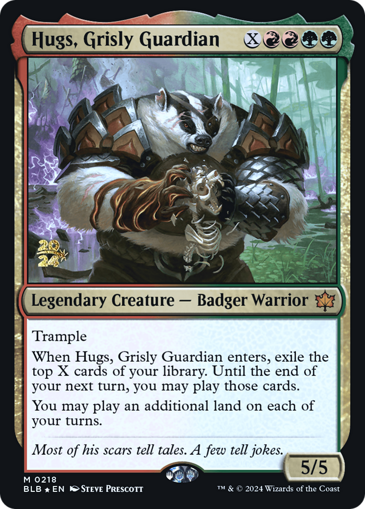 Hugs, Grisly Guardian [Bloomburrow Prerelease Promos] | Silver Goblin