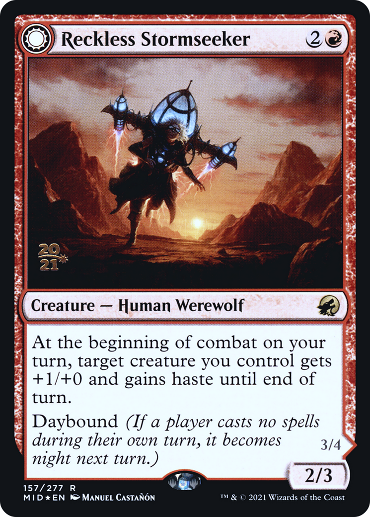 Reckless Stormseeker // Storm-Charged Slasher (157s) Foil - Innistrad: Midnight Hunt Promos