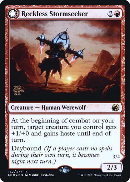 Reckless Stormseeker // Storm-Charged Slasher (157s) Foil - Innistrad: Midnight Hunt Promos