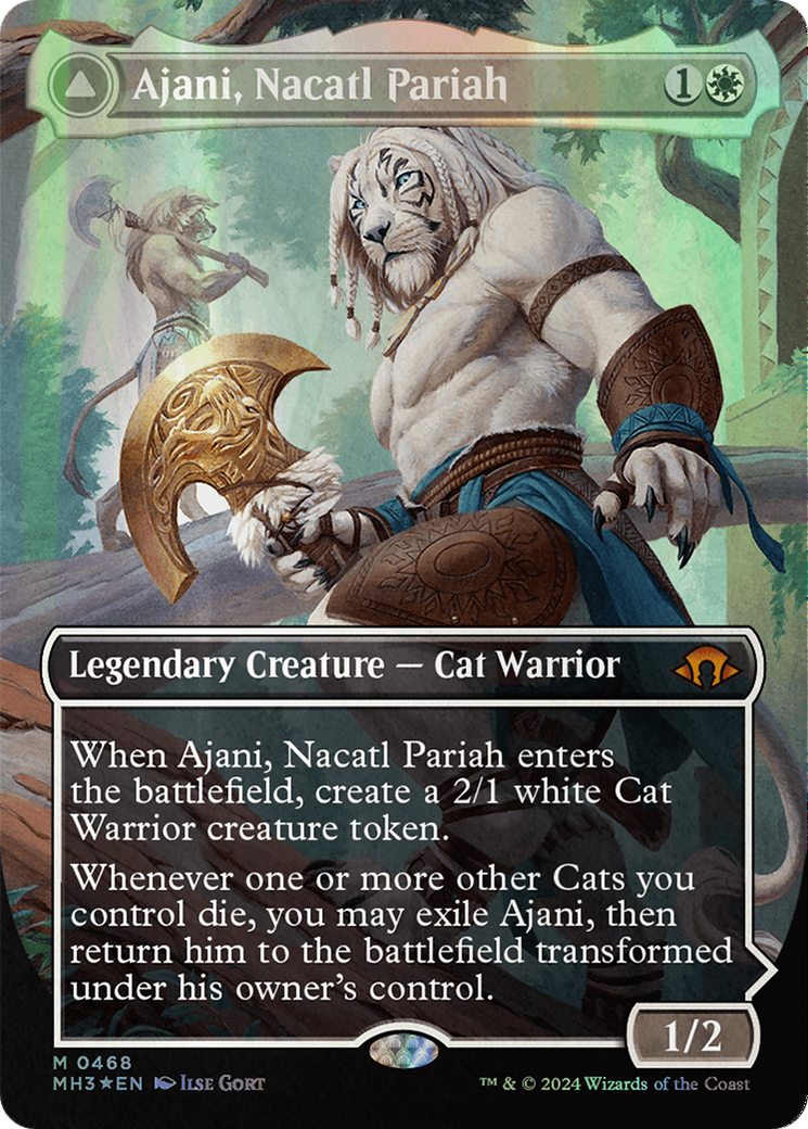 Ajani, Nacatl Pariah // Ajani, Nacatl Avenger (Borderless) (Textured Foil) [Modern Horizons 3] | Silver Goblin