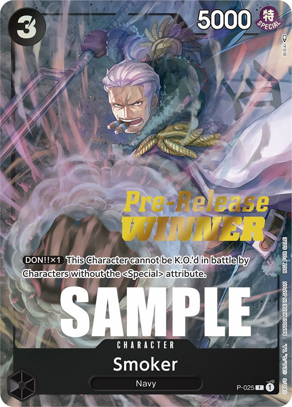 Smoker (Pre-Release) [Winner] [One Piece Promotion Cards] | Silver Goblin