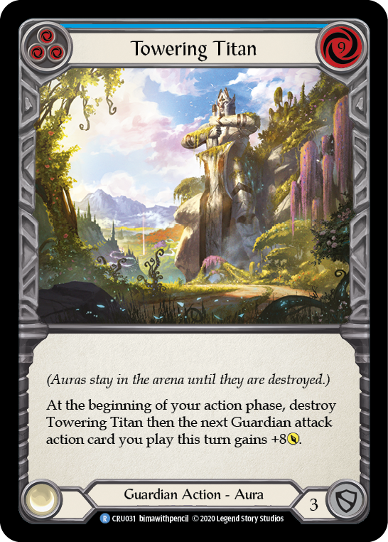 Towering Titan (Blue) [CRU031] (Crucible of War)  1st Edition Rainbow Foil | Silver Goblin