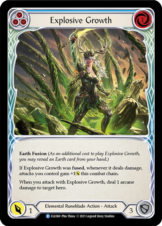 Explosive Growth (Blue) [ELE069] (Tales of Aria)  1st Edition Rainbow Foil | Silver Goblin