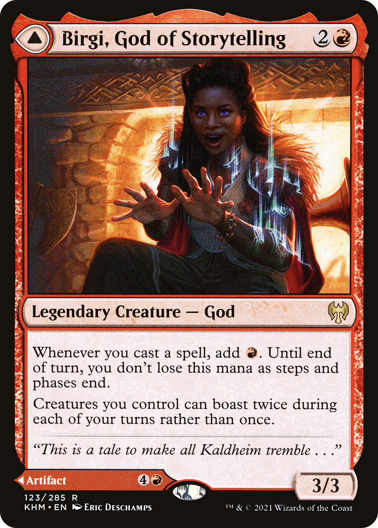 Birgi, God of Storytelling // Harnfel, Horn of Bounty (123) Foil - Kaldheim