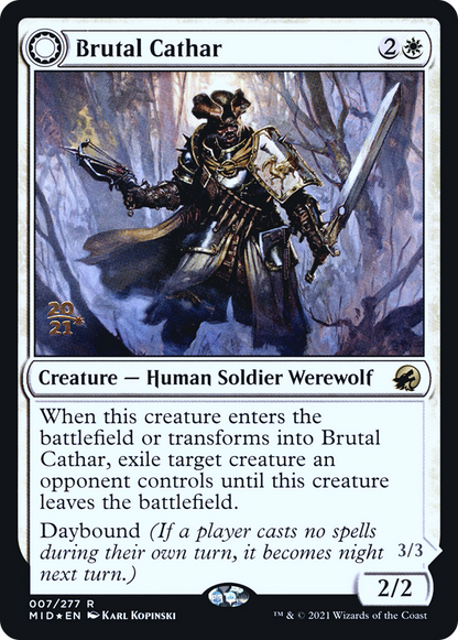 Brutal Cathar // Moonrage Brute (07s) Foil - Innistrad: Midnight Hunt Promos
