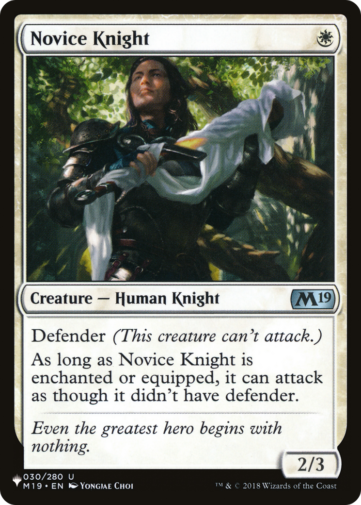 Novice Knight (M19-30) - The List