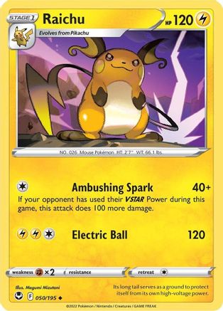 Raichu (050/195) [Sword & Shield: Silver Tempest] | Silver Goblin