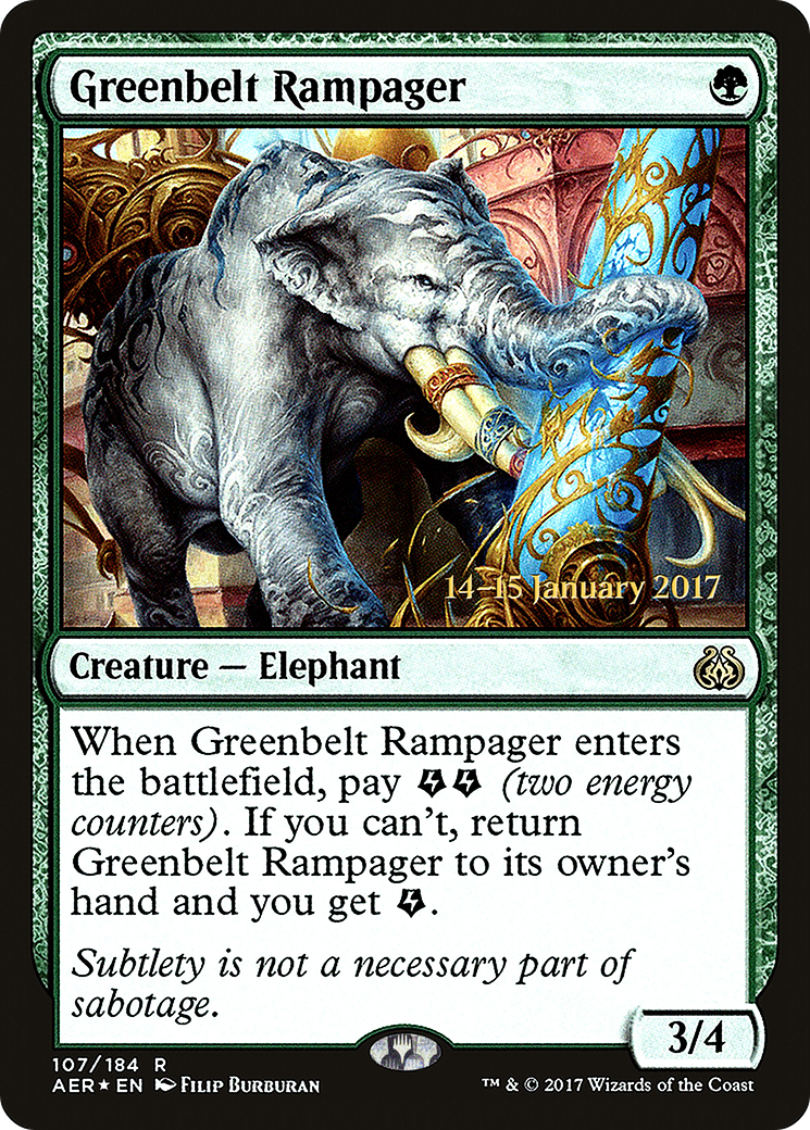 Greenbelt Rampager (107) Foil - Aether Revolt Promos