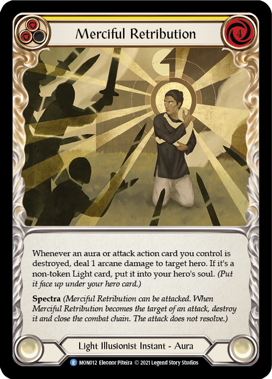 Merciful Retribution [MON012-RF] (Monarch)  1st Edition Rainbow Foil | Silver Goblin