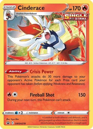 Cinderace - SWSH278 (SWSH278) Holofoil - SWSH Sword & Shield Promo Cards