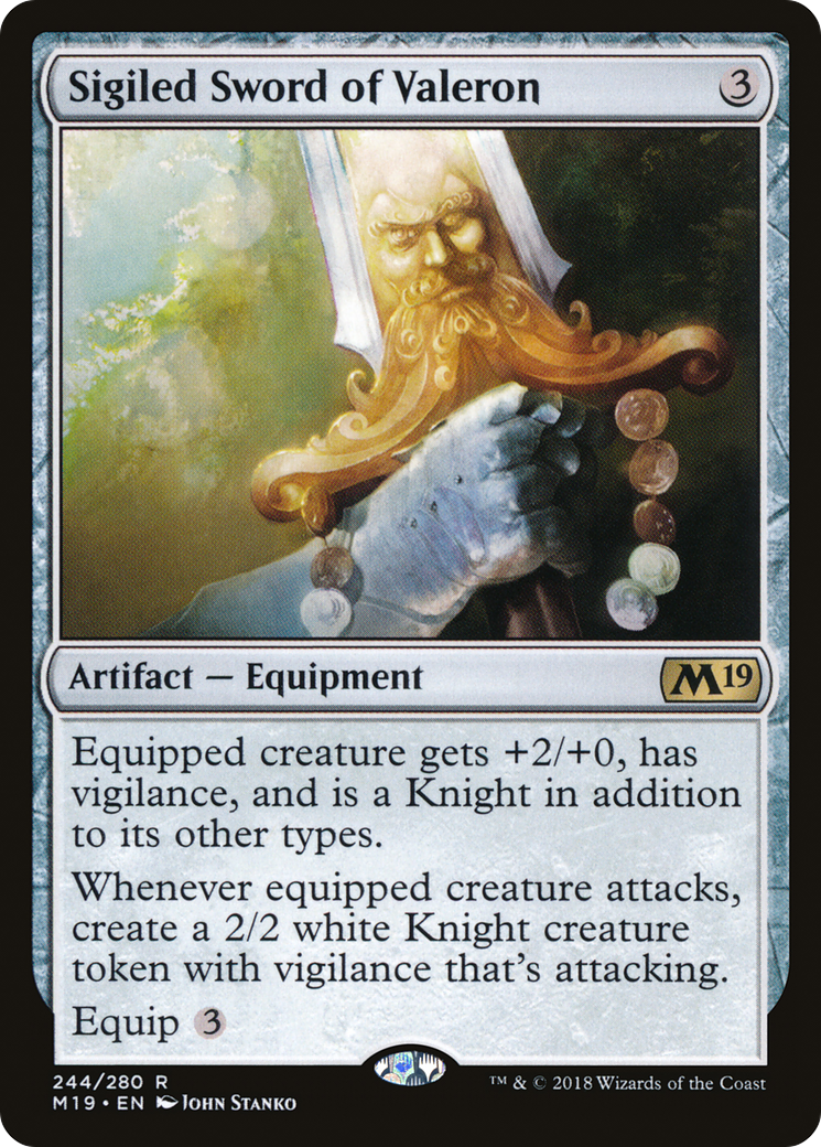 Sigiled Sword of Valeron [Core Set 2019] | Silver Goblin