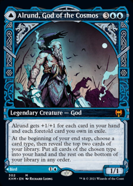 Alrund, God of the Cosmos // Hakka, Whispering Raven (Showcase) (302) Foil - Kaldheim