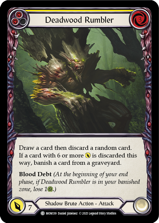 Deadwood Rumbler (Yellow) [MON139-RF] (Monarch)  1st Edition Rainbow Foil | Silver Goblin