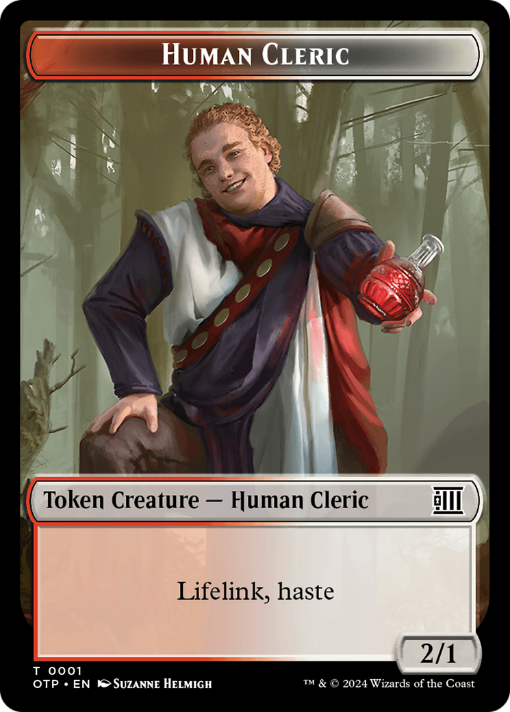 Human Cleric // Plot Double-Sided Token [Outlaws of Thunder Junction: Breaking News Tokens] | Silver Goblin