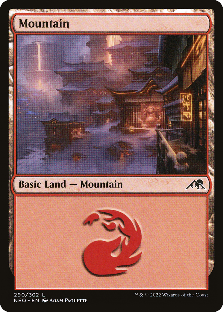 Mountain (290) Foil - Kamigawa: Neon Dynasty