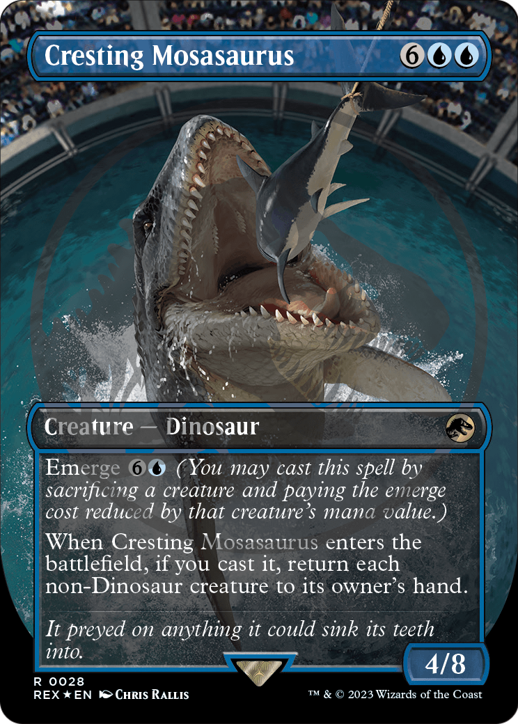 Cresting Mosasaurus (Borderless) (028) Embossed Foil - Jurassic World Collection
