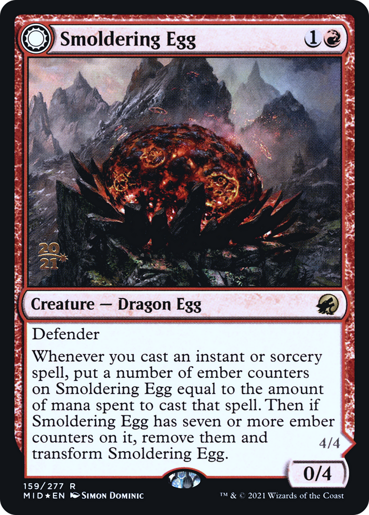 Smoldering Egg // Ashmouth Dragon (159s) Foil - Innistrad: Midnight Hunt Promos