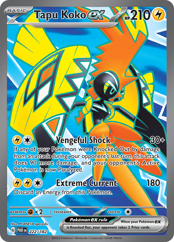 Tapu Koko ex (222/182) [Scarlet & Violet: Paradox Rift] | Silver Goblin