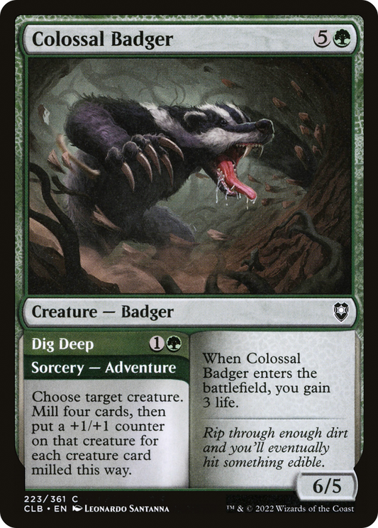 Colossal Badger // Dig Deep (223) Foil - Commander Legends: Battle for Baldur's Gate