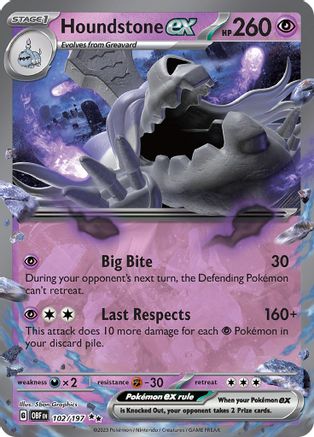 Houndstone ex (102) Holofoil - SV03 Obsidian Flames