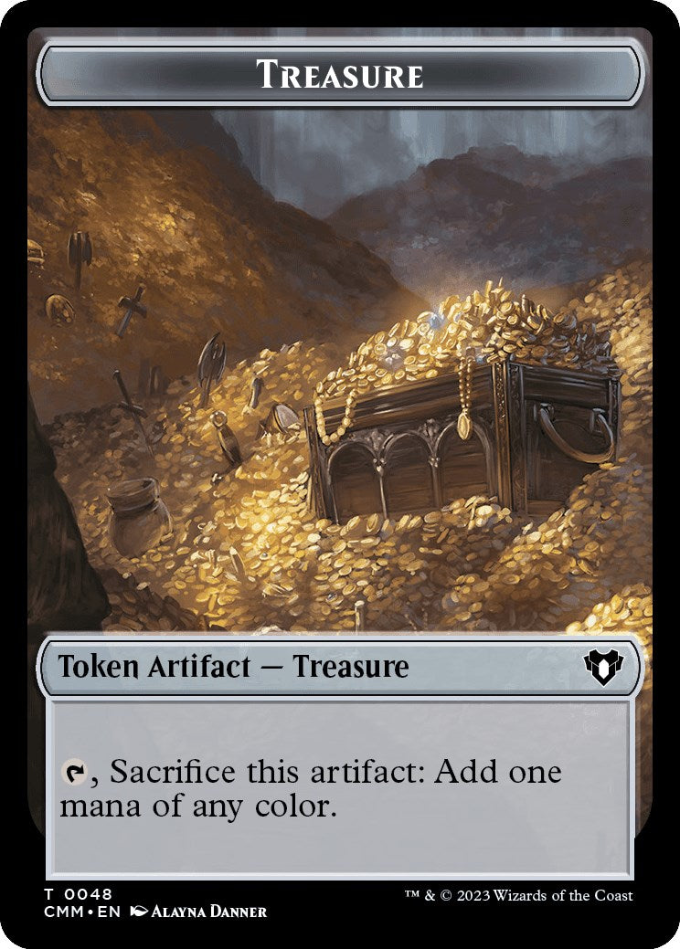 Treasure // Elf Druid Double-Sided Token [Commander Masters Tokens] | Silver Goblin