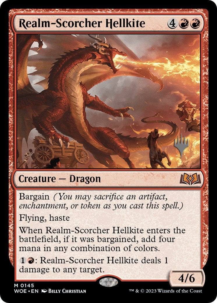 Realm-Scorcher Hellkite (Promo Pack) [Wilds of Eldraine Promos] | Silver Goblin