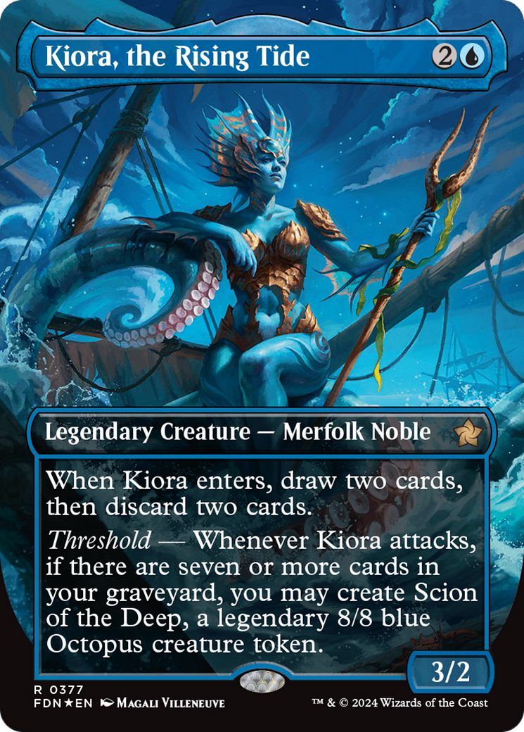 Kiora, the Rising Tide (Borderless) (Mana Foil) [Foundations] | Silver Goblin