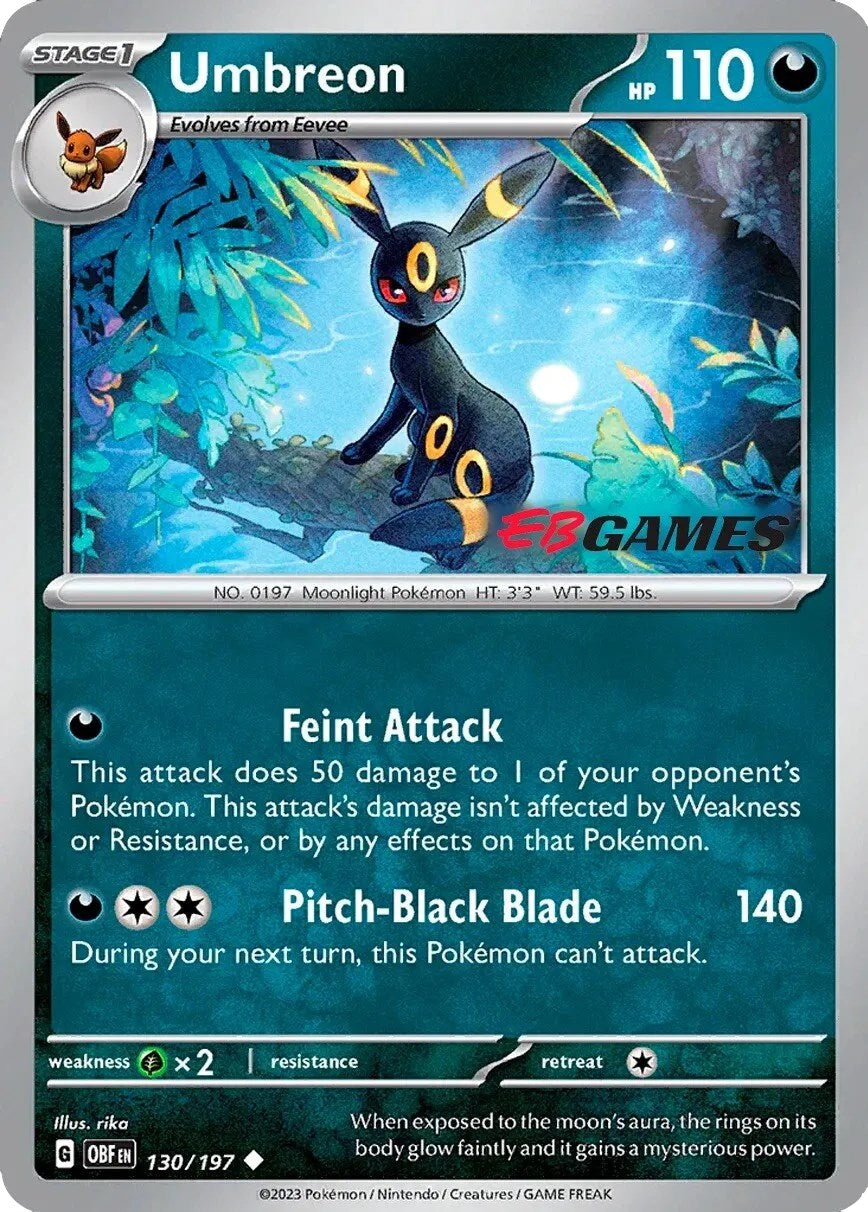 Umbreon (130/197) (EBGames Exclusive) [Scarlet & Violet: Obsidian Flames] | Silver Goblin