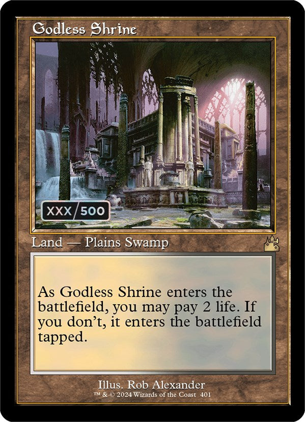 Godless Shrine (Retro) (Serialized) [Ravnica Remastered] | Silver Goblin