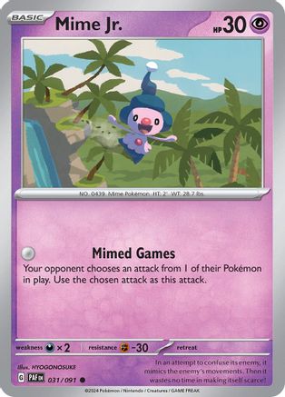 Mime Jr. - 031/091 (31) Reverse Holofoil - SV Paldean Fates