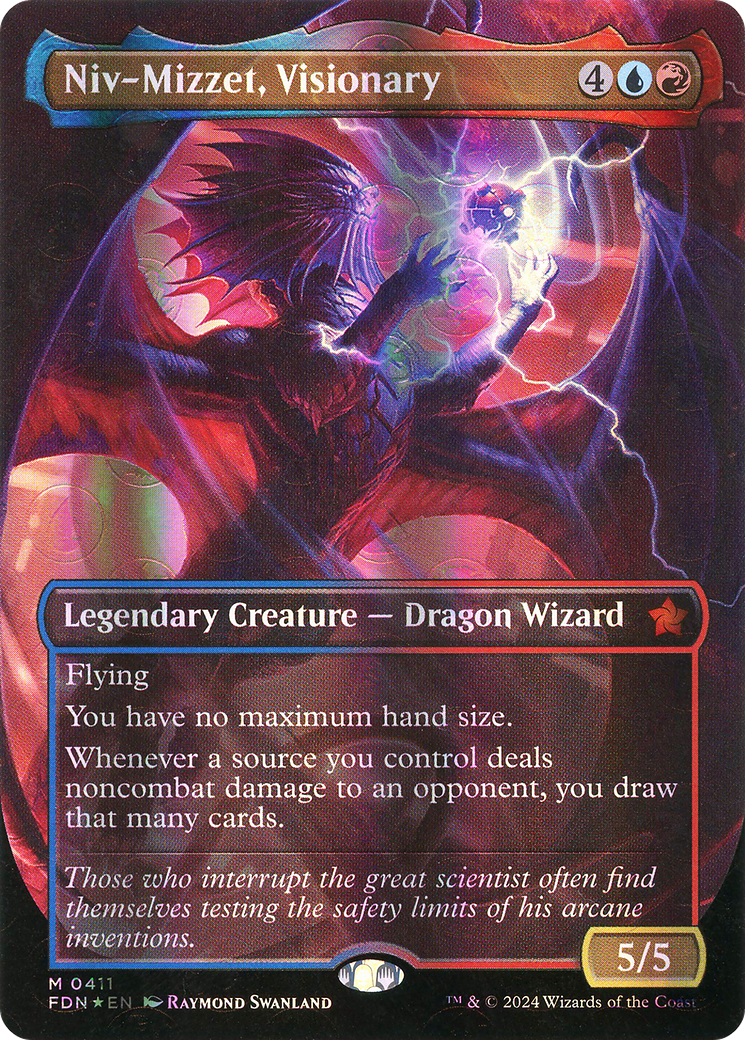 Niv-Mizzet, Visionary (Borderless) (Mana Foil) [Foundations] | Silver Goblin