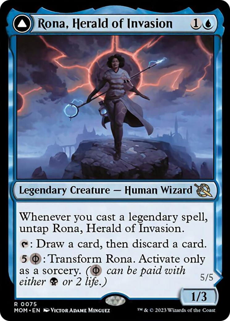 Rona, Herald of Invasion // Rona, Tolarian Obliterator (075) - March of the Machine