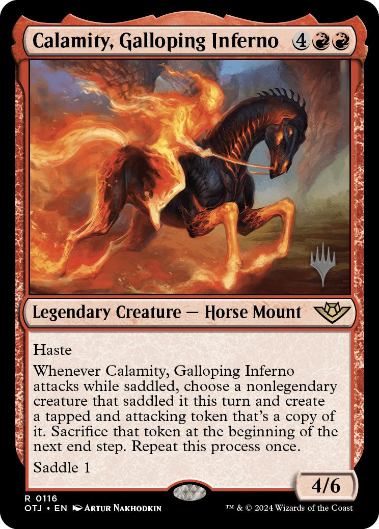 Calamity, Galloping Inferno (Promo Pack) [Outlaws of Thunder Junction Promos] | Silver Goblin
