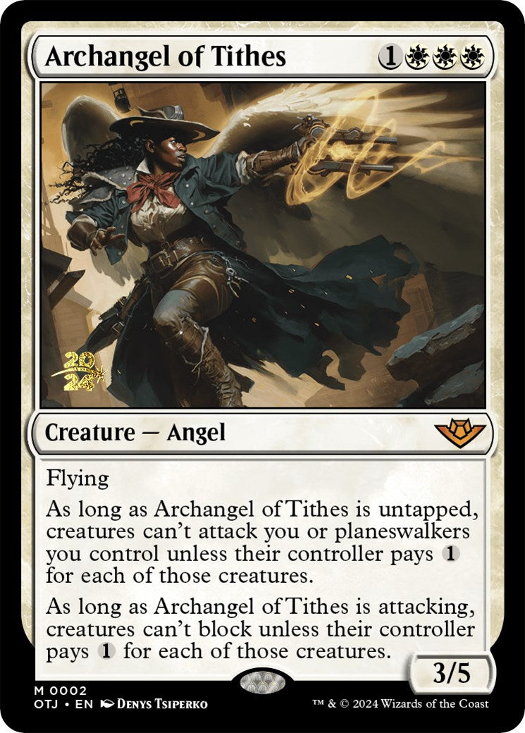Archangel of Tithes [Outlaws of Thunder Junction Prerelease Promos] | Silver Goblin