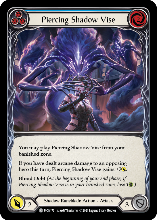 Piercing Shadow Vise (Blue) [MON173-RF] (Monarch)  1st Edition Rainbow Foil | Silver Goblin