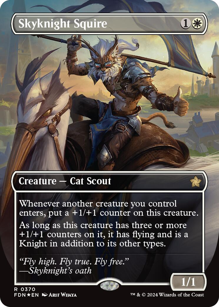 Skyknight Squire (Borderless) (Mana Foil) [Foundations] | Silver Goblin